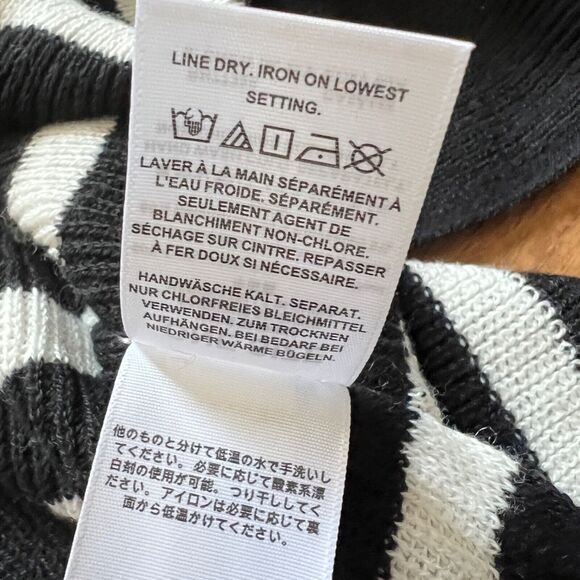 J.Crew Factory Poncho Sweater One Size Black/White Striped Wool Blend - Picture 6 of 7